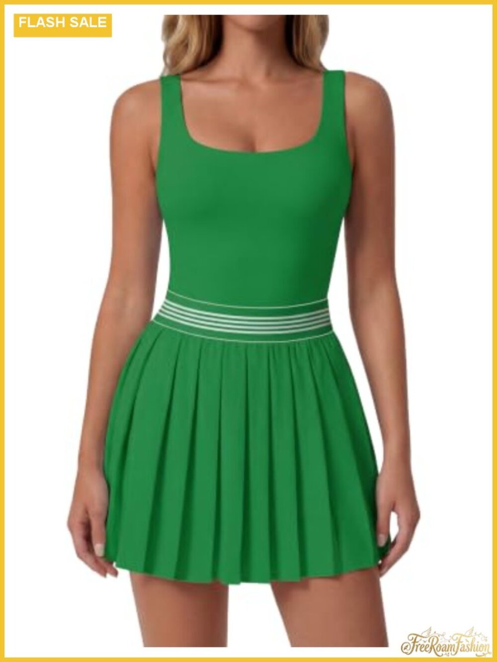 Womens Tennis Dress Pleated Built in Shorts Golf Athletic Dress with Pocket